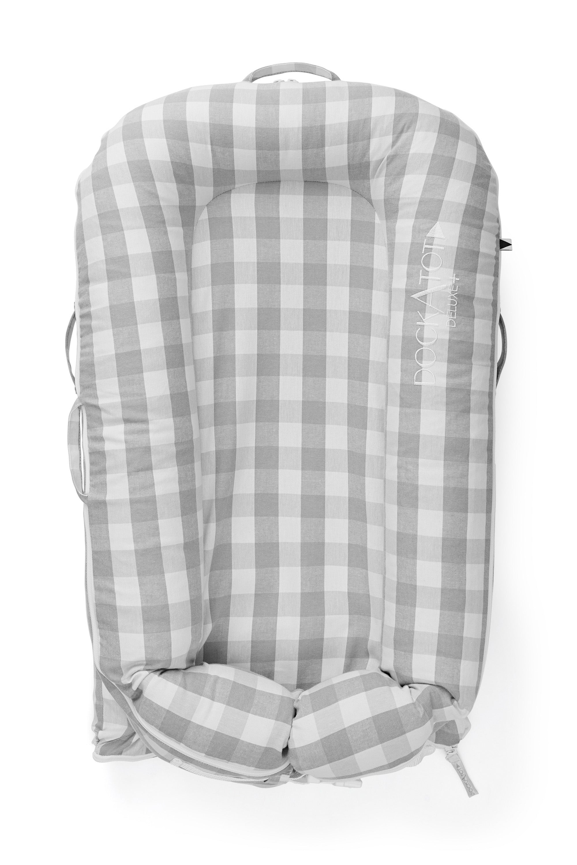 PRE ORDER DockATot Deluxe+ Baby Lounger Stone Gingham - Dispatch 15th March